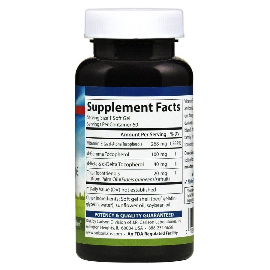 Вітамін Е альфа токоферол Carlson Vitamin E 400 МЕ 60 капс Київ - фото 2