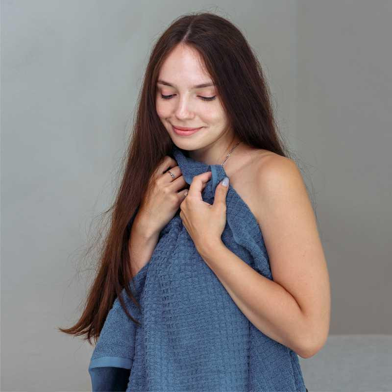 Полотенце банное Lovely Svi хлопок жаккардовое в подарочном пакете - 70 х 140 см Diamond Grid Синий Киев - изображение 2