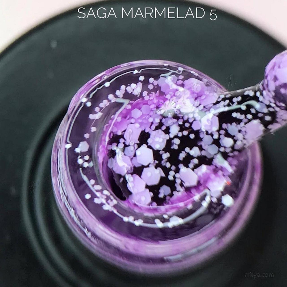 Гель-лак SAGA Marmelade №5 летняя коллекция мармеладовых оттенков (сиреневый с хлопьями) 9 мл. Киев - изображение 2