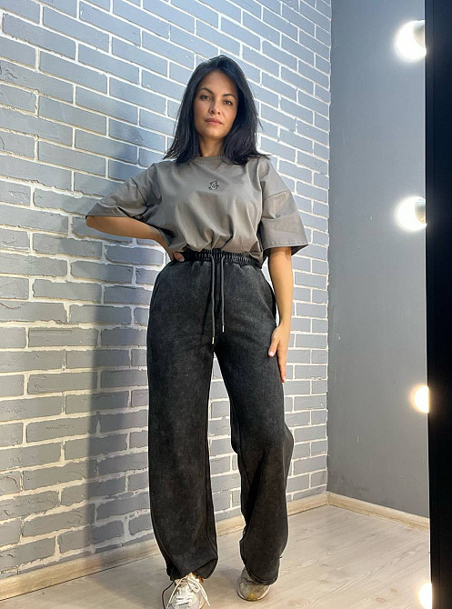 Штани жіночі W 9181 джоггери варені резинка затяжка знизу графіт, графіт, M Київ - фото 17