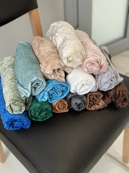 Универсальный натяжной чехол накидка на стул со спинкой велюр Royan Турция 0002 Белая Церковь - изображение 2