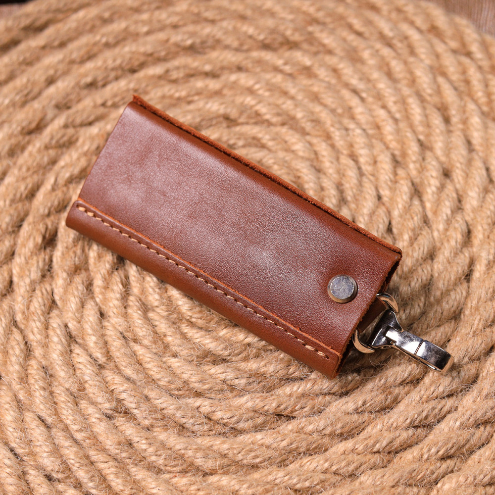 Добротная ключница в глянцевой коже Светло-коричневая (GRANDE PELLE) Киев - изображение 3