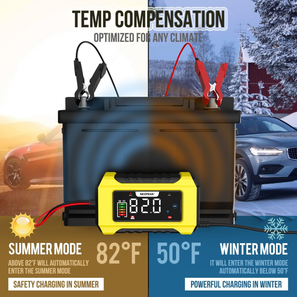 Зарядное устройство NEXPEAK NC215 15A/8A для аккумуляторов 12V/24V, LiFePO4, AGM, GEL, Smart 9-этапный, импульсное восстановление Киев - изображение 7