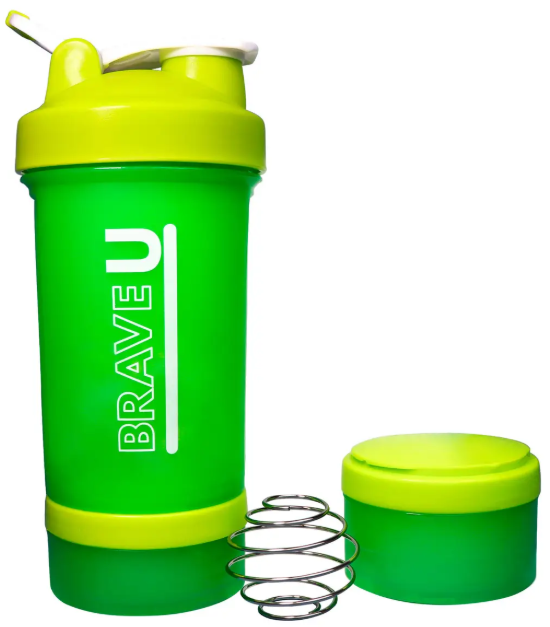 Шейкер для спорта Brave Shaker with containers 3 in 1 600ml светло-зеленый Киев - изображение 1