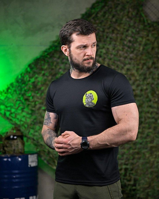 Тактическая потоотводящая футболка принт черная мужская Солдат 56 Одесса - изображение 3