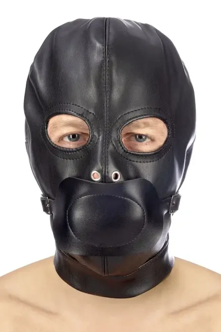 Капюшон з кляпом для БДСМ Fetish Tentation BDSM hood in leatherette with removable gag Львів - фото 1