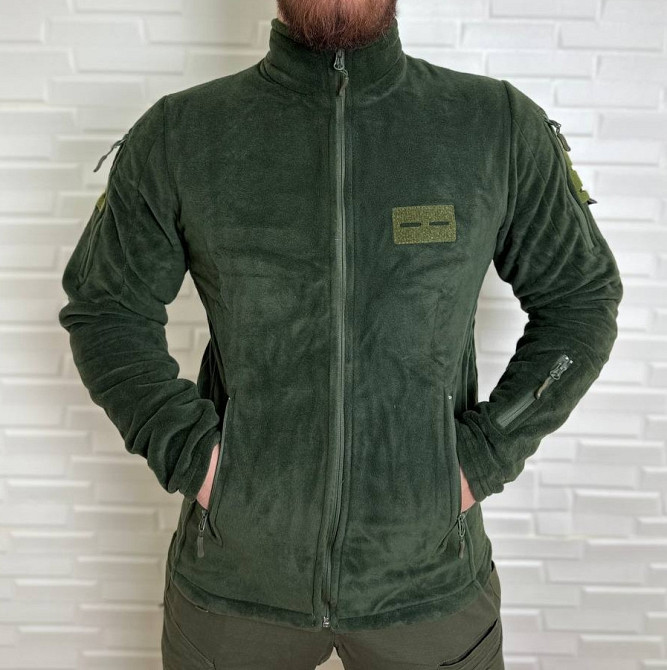 Чоловіча флісова кофта Flas Polar з велкро під шеврони та патчі Зелений, XL Вінниця - фото 1