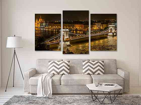 Модульна картина у вітальню/ спальню Місто в ночі Art-591_3 Київ