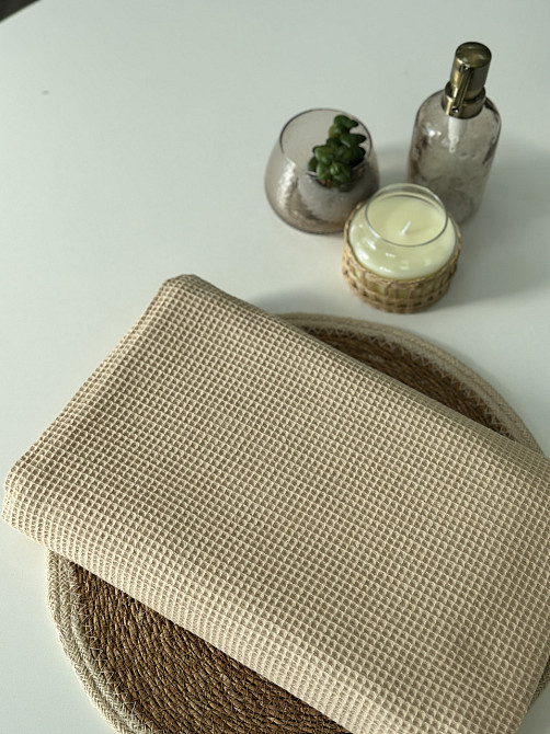 Вафельний рушник Ideal Textile 100х150 см 220 г/м2 (56861026) Бежевий Чернівці - фото 5