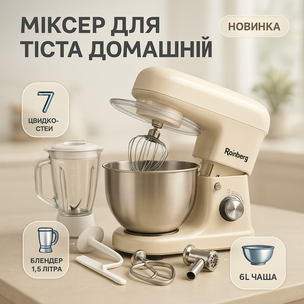 Міксер планетарний для кремів, Кухонні комбайни з металевою чашею, Кулінарний міксер CK-52 Львів - фото 2