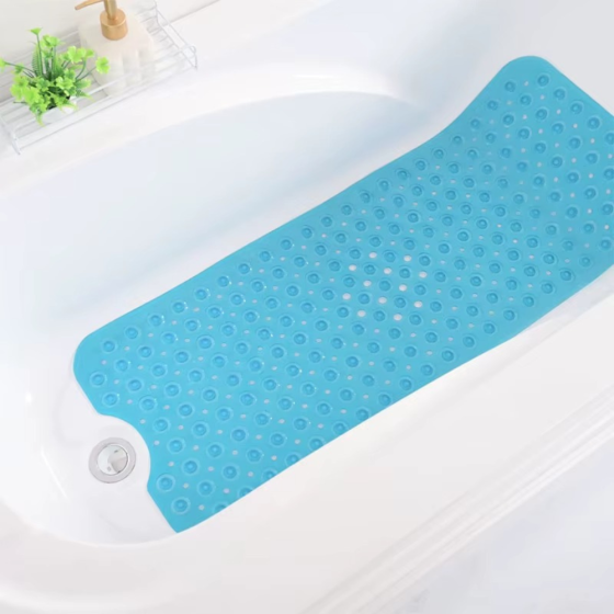 Килимок для ванної кімнати та душу атиковзкий, для тіла масажний силіконовий з присосками, синій, 40х100 см Кам'янець-Подільський
