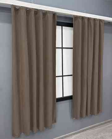 Комплект коротких штор VR-Textil Мікровелюр Petek YL № 1802ш Коричневий  130х170 см 2 шт (35-0384) Київ