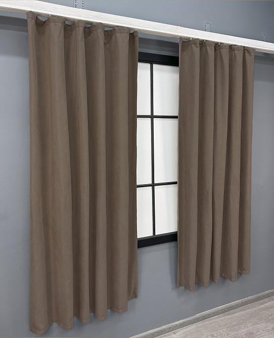 Комплект коротких штор VR-Textil Мікровелюр Petek YL № 1802ш Коричневий  130х170 см 2 шт (35-0384) Київ - фото 3