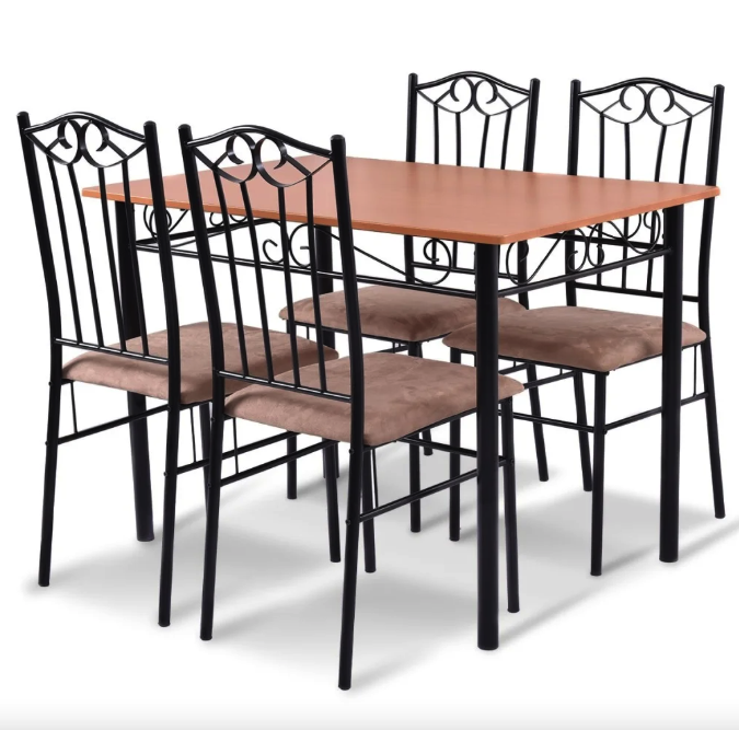 Комплект меблів Costway Sofi стіл і 4 м'яких стільці бежевий Київ - фото 2