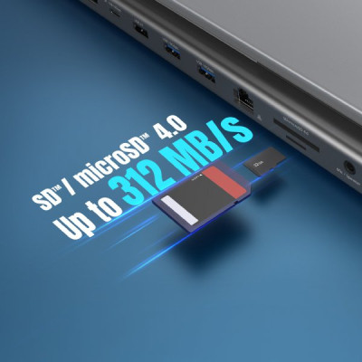 Порт-репликатор J5create Dock-Station USB-C 12-in-1 (HDMI/DP/PD/USB-A/USB-C/LAN/картридер/audio) (JCD554-N) Винница - изображение 7