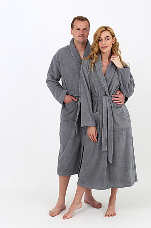 Мужской махровый халат Ideal Textile серый L (56860517) Черновцы - изображение 3