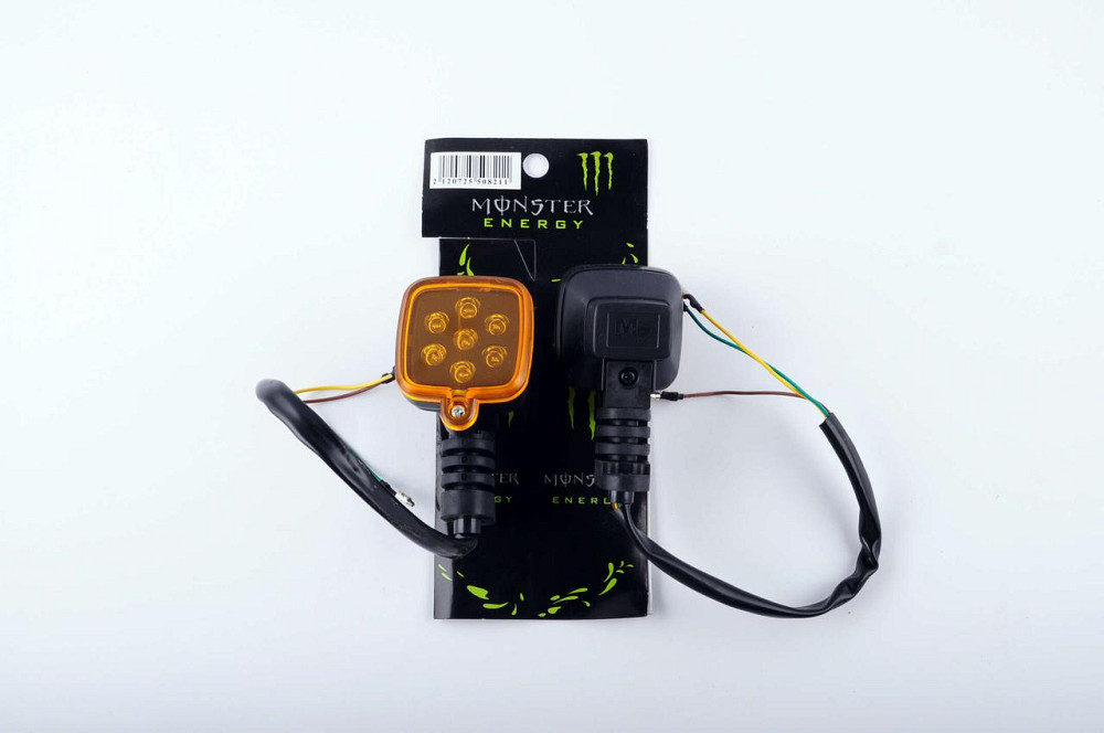 Повороты светодиодные (пара) квадратные (черные, желтое стекло, 7 диодов) Мукачево - изображение 1