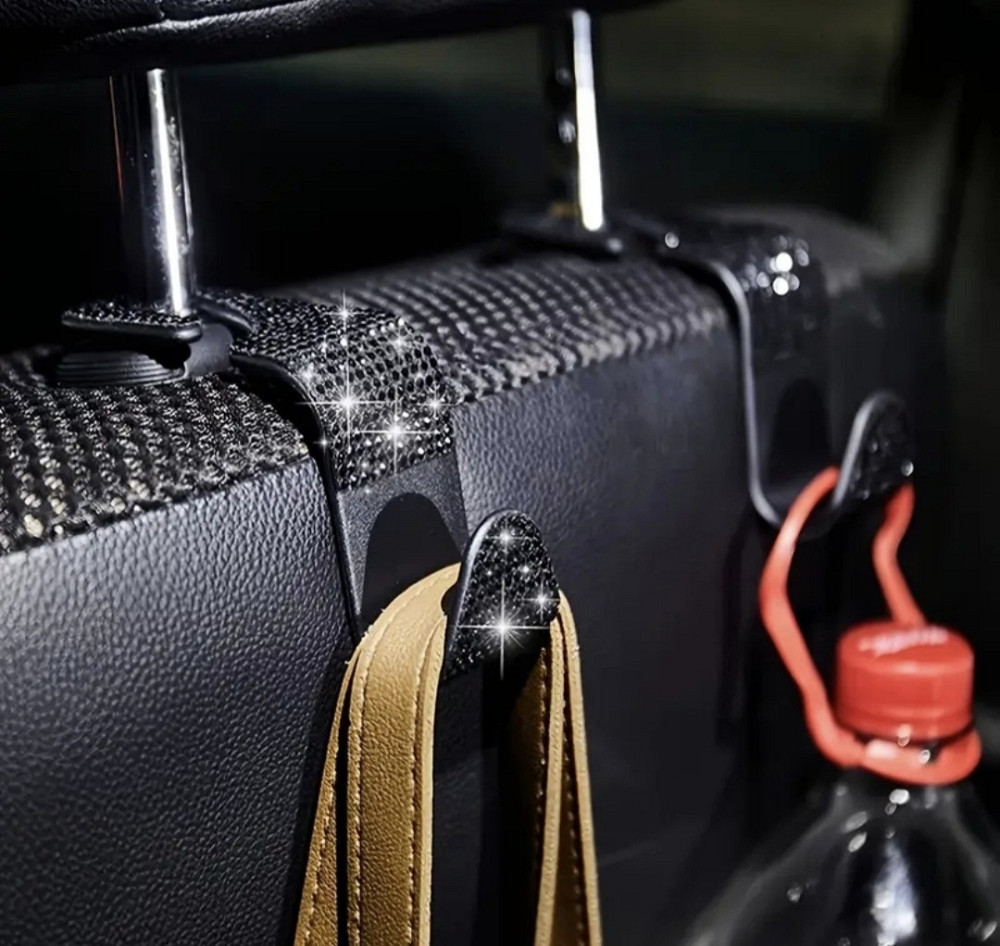 Гачки органайзери для підголовників в авто зі стразами 2 шт Чорний Смела - изображение 6