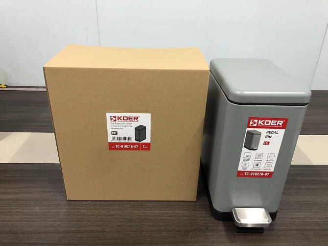 Мусорное ведро с плавным закрытием Koer TC-010210-07 10 л нерж. сталь цвет серый антипалец (KR5599) Черновцы - изображение 7