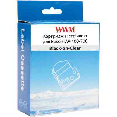 Стрічка для принтера етикеток WWM для Epson LW-400/700 18mm х 8m Black-on-Clear (WWM-ST18K) Вінниця