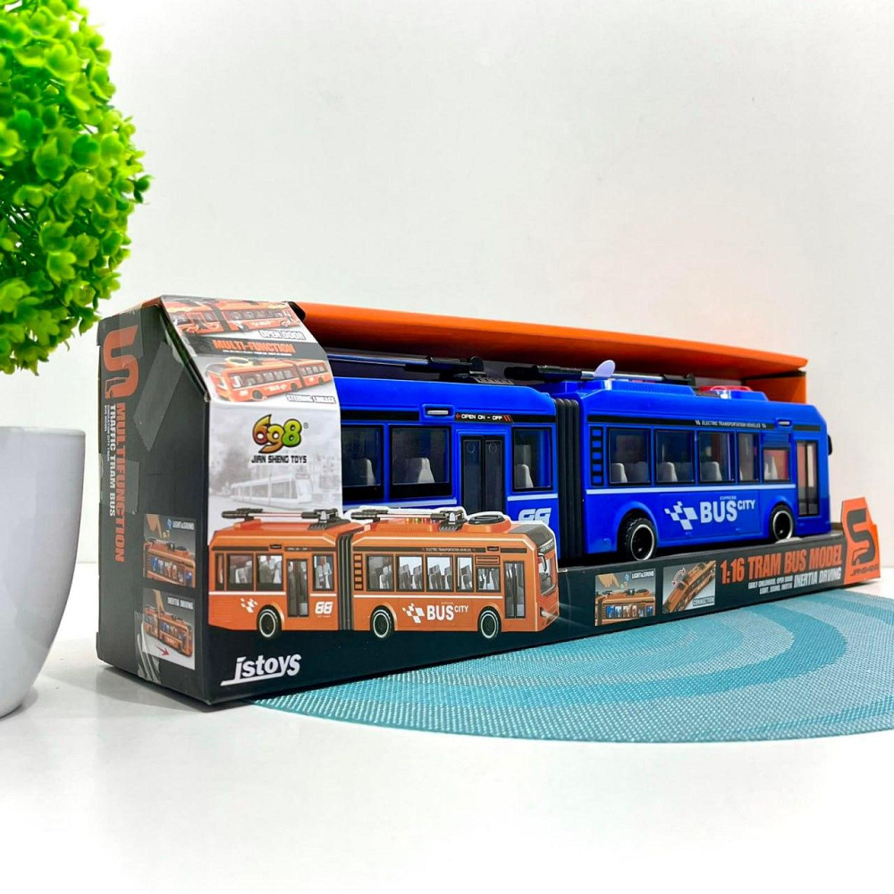 Тролейбус з інерцією підсвічуванням і звуком відчиняються двері Синій (JS163BC) Чернігів - фото 9