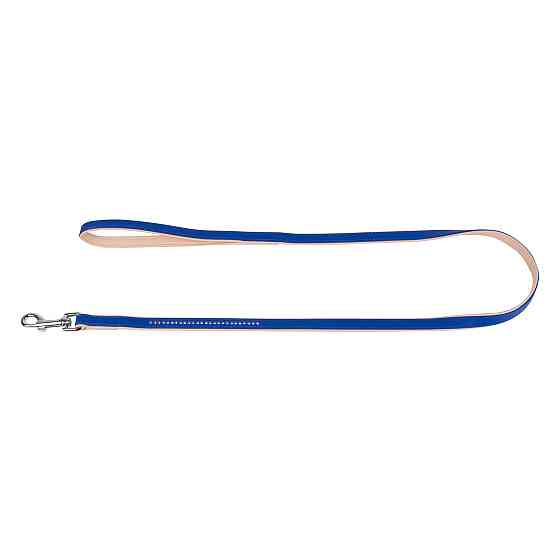 Повідець "CoLLaR brilliance" зі стразами малими (ширина 13мм, довжина 122см) синій Коломыя