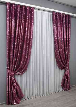 Комплект готовых штор VR-Textil Софт Лиана № 459ш Малиновый 145х270 см 2 шт (39-844) Киев