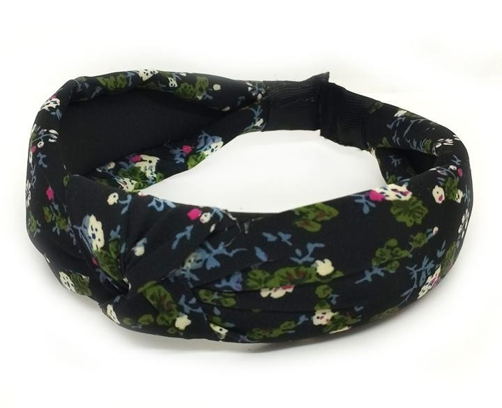 Обруч на голову широкий чорний у квітку Київ - фото 1
