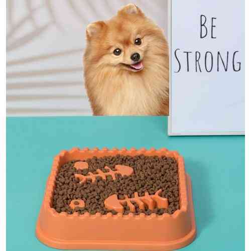 Миска WahoPet для кошек для медленного кормления с рыбками пластиковая оранжевая Киев