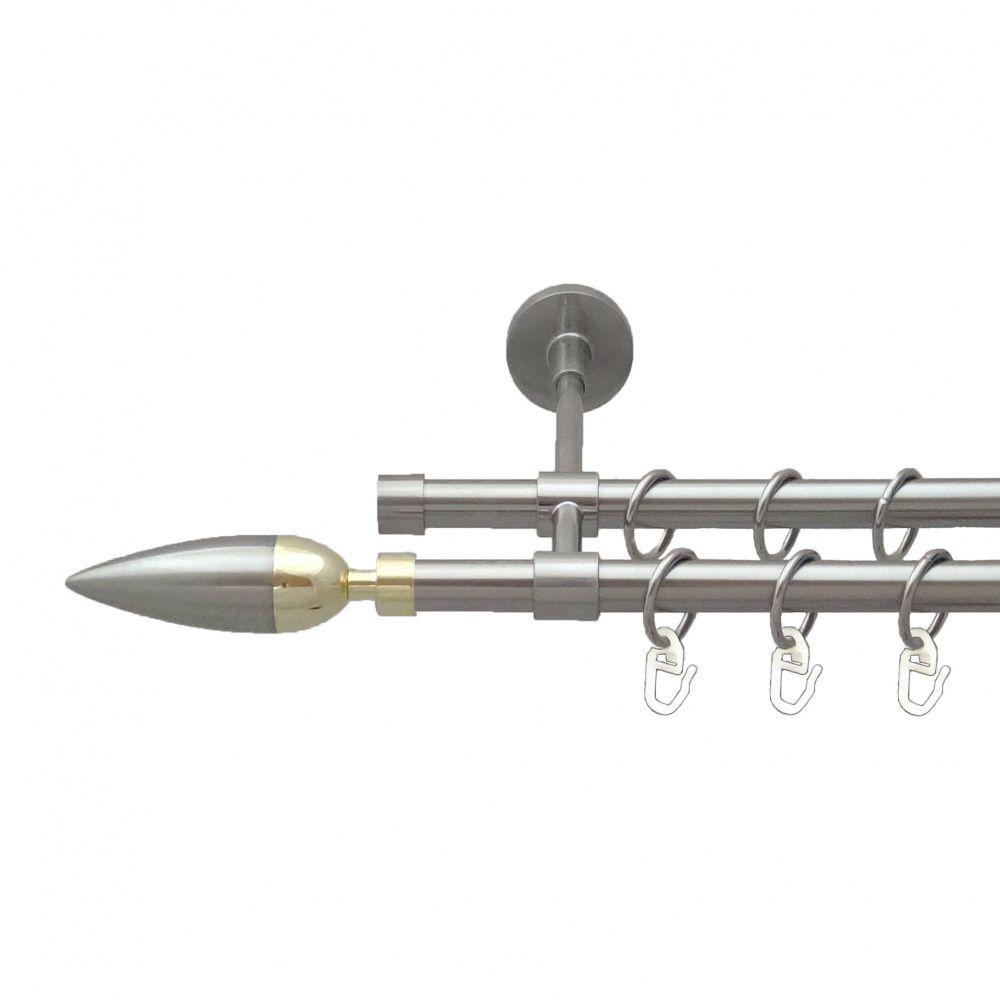 Карниз Orvit Лінея металевий дворядний закритий гладка труба кільце металеве Нержавіюча Сталь 16\16 мм 160 см Львов - изображение 1