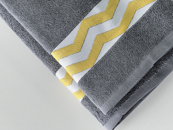 Комплект махровых полотенец Ideal Textile с бордюром 2 шт (50х90см + 70х140см) Сірий Черновцы - изображение 3