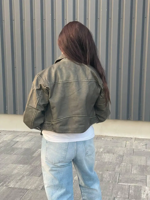 Куртка косуха женская короткая Хаки M Харьков - изображение 3