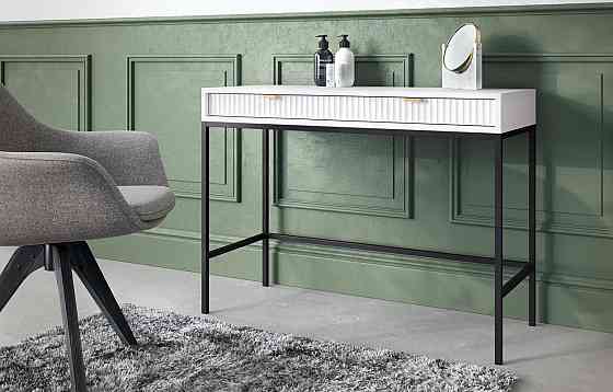 Стіл туалетний Perfect Home Нова / Nova з 2 шухлядами та чорними ніжками T104 Білий (PFH-091266) Дніпро