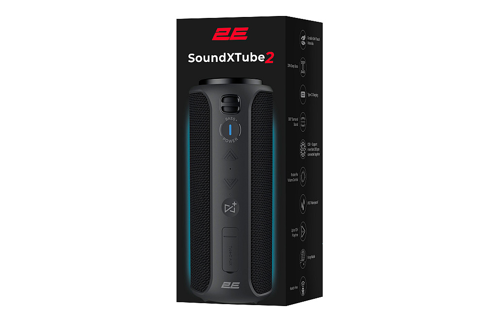 Портативна акустична система 2E SoundXTube2 30Вт, ВТ 5.0, MP3, TWS, Party Mode, IPX7, Чорний Киев - изображение 9