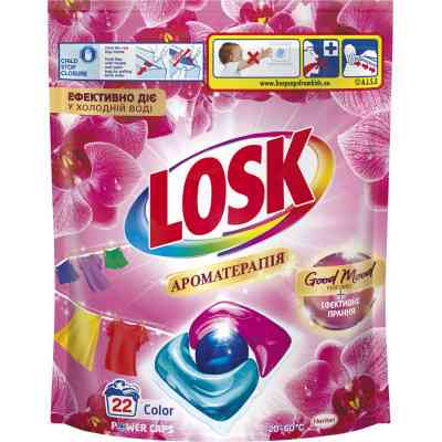 Капсули для прання Losk Power Caps Color Ароматерапія Ефірні масла та аромат Малазійської квітки 22 шт. (9000101802467) Вінниця