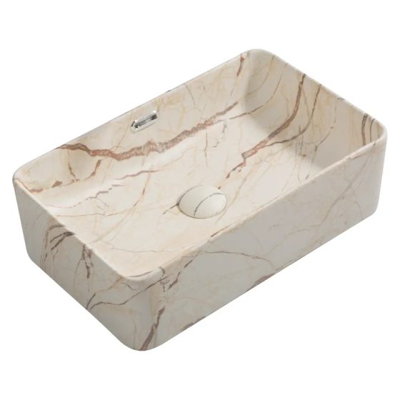 Раковина накладна Mixxus Premium QUADRO-0208 MARBLE 480х315х140mm з переливом   ( MP6518 ) 25438 Харків