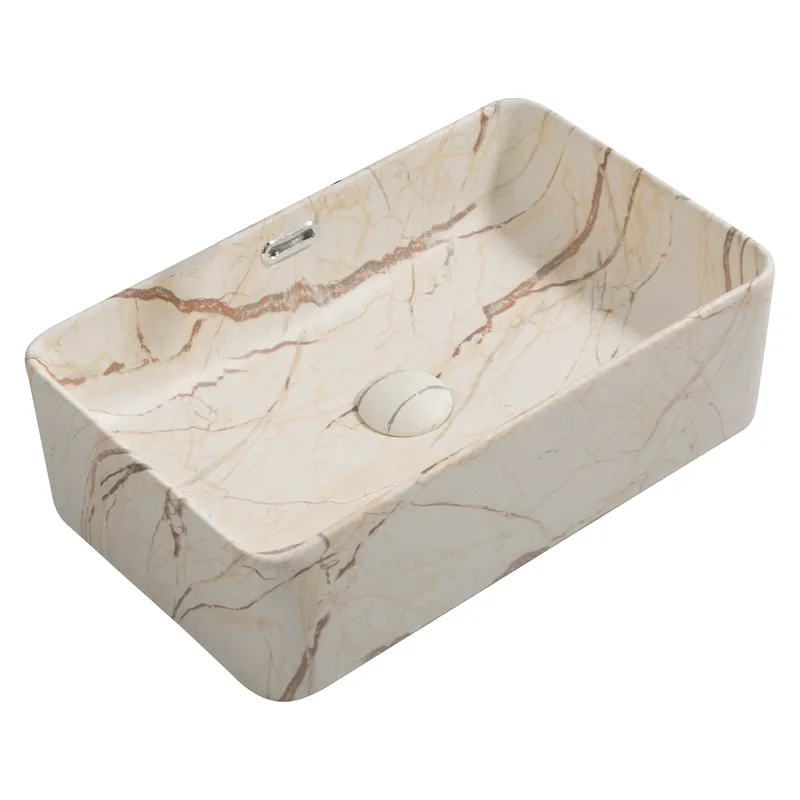 Раковина накладна Mixxus Premium QUADRO-0208 MARBLE 480х315х140mm з переливом   ( MP6518 ) 25438 Харьков - изображение 1