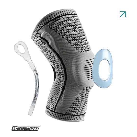 Бандаж (наколінник) ортопедичний для колінного суглоба з ребрами жорсткості та силіконовою вставкою (сірий). Розмір S Коломия