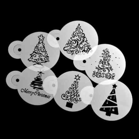 Новорічні трафарети Ялинки 6 штук 11 см сірий Київ