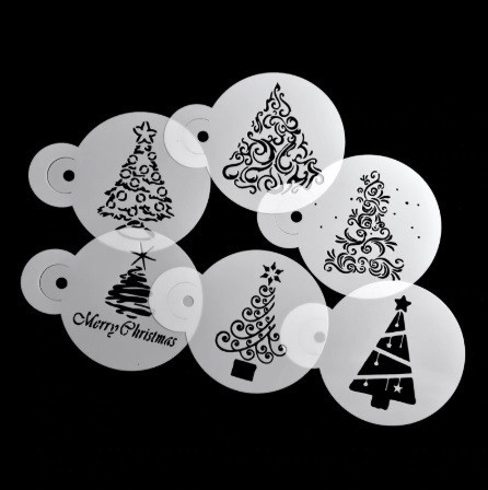 Новорічні трафарети Ялинки 6 штук 11 см сірий Київ - фото 4