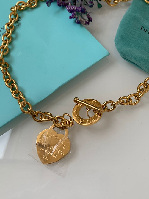 Підвіска із серцем/позолота/колог на шию Тіффані Tiffany/упакована в мішечок Тіффані Одеса - фото 3