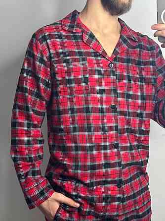 Мужская хлопковая пижама в клетку Вишневый, XS/S Харьков