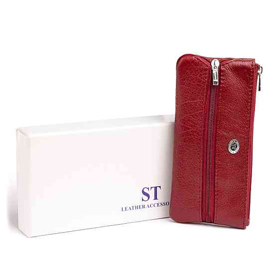 Ключница-кошелек с кармашком женская ST Leather 19352 Бордовая Киев