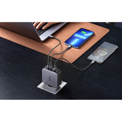 Зарядное устройство Ugreen 3xUSB 140W (2хUSB-C+USB-A) Gan CD289 with C to C Cable 1.5m (90549) Винница - изображение 5