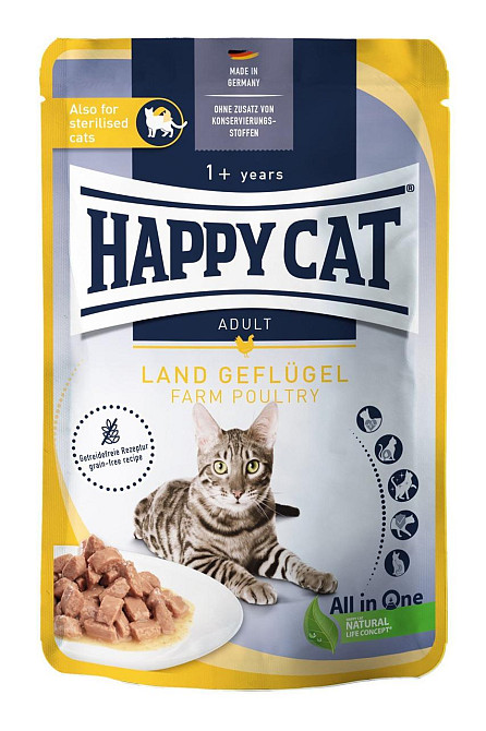 Влажный корм Happy Cat (Хеппи Кэт) Culinary Land-Geflugel с птицей для кошек (кусочки в соусе), 85 г Винница - изображение 1