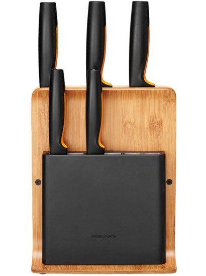 Кухонный Набор Ножей 5 предметов с бамбуковым блоком Fiskars 
