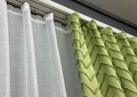 Шторная ткань Лен Букле цвет оливковий 1805ш Киев