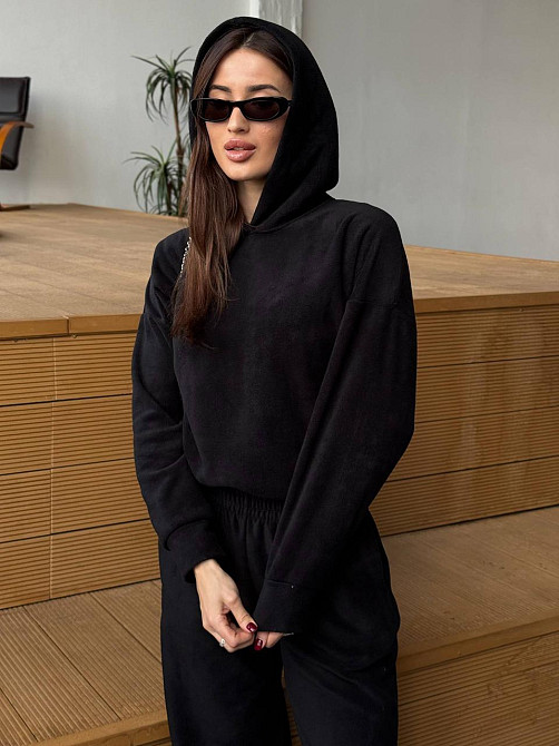 Флісовий жіночий костюм з капюшоном Чорний 48/52 Харків - фото 4