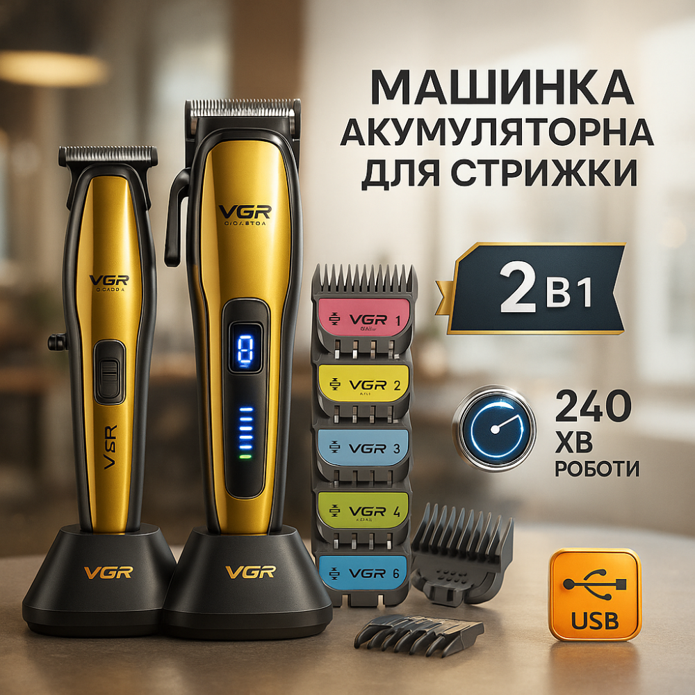 Профессиональная аккумуляторная машинка Аккумулятор VGR, Машинка для стрижки посеченных волос OE-63 Львов - изображение 15