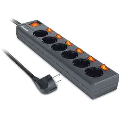 Сетевой фильтр питания REAL-EL RS-6 EXTRA 5m, black (EL122300003) Винница